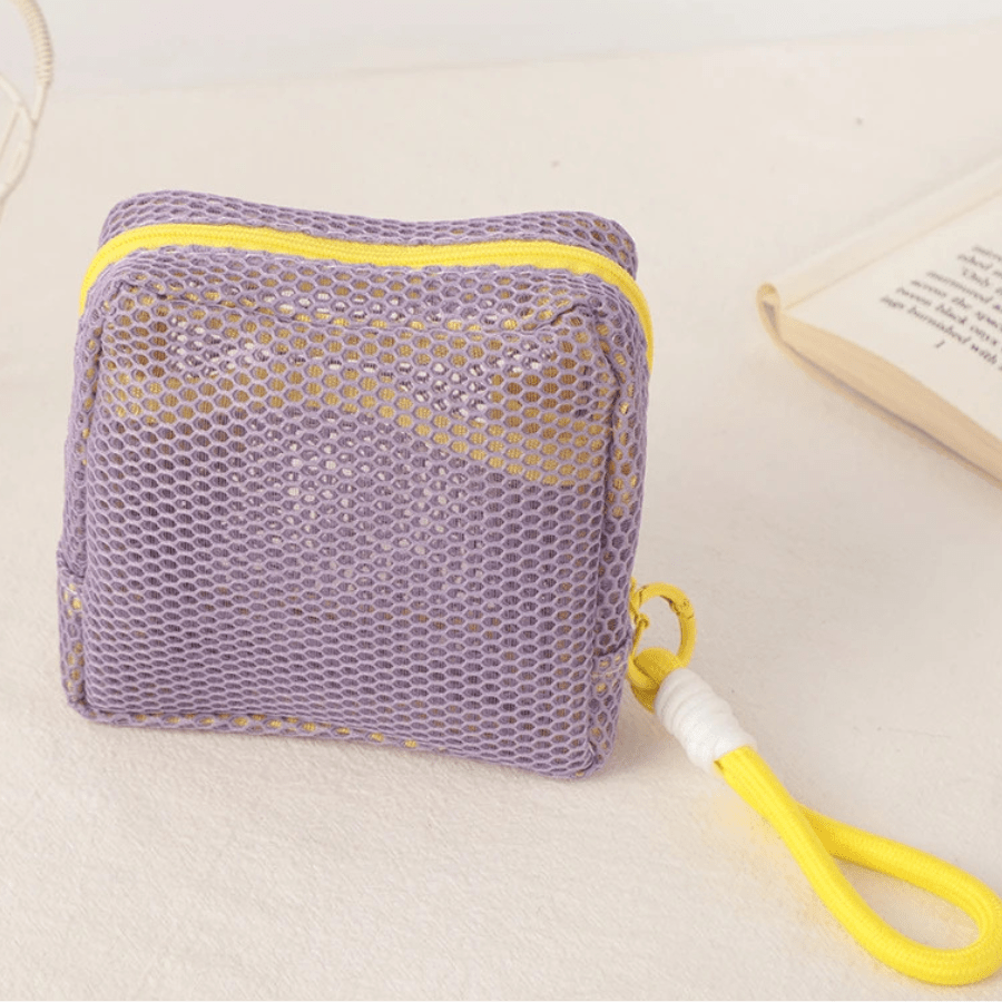 Trousse a maquillage violet maille respirant