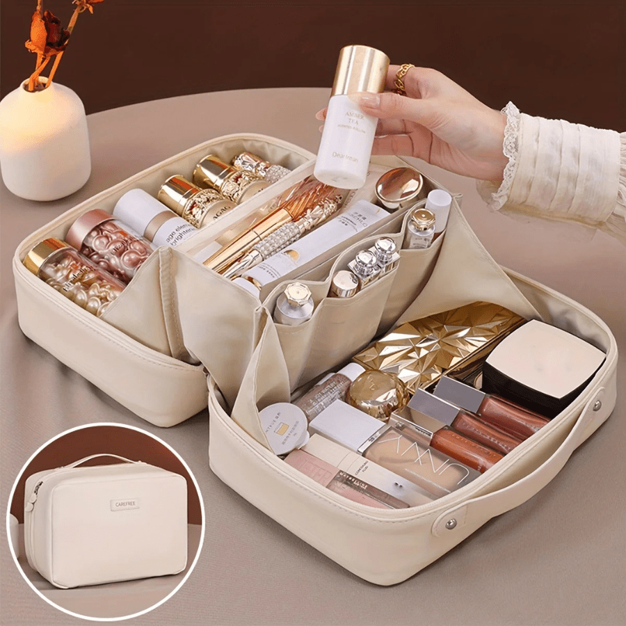 trousse a maquillage beige intérieur en nylon
