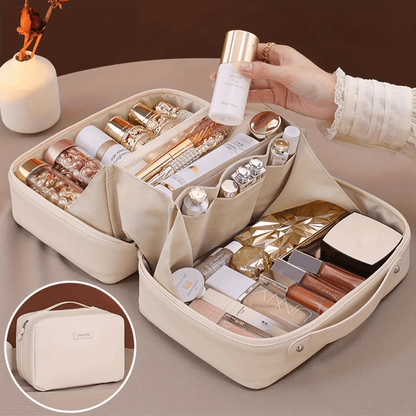 trousse a maquillage beige intérieur en nylon