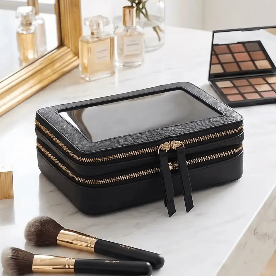 trousse à maquillage transparente noir