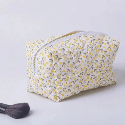 Trousse à maquillage jaune fleur vintage