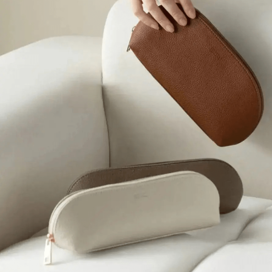 trousse à pinceaux maquillage en cuir