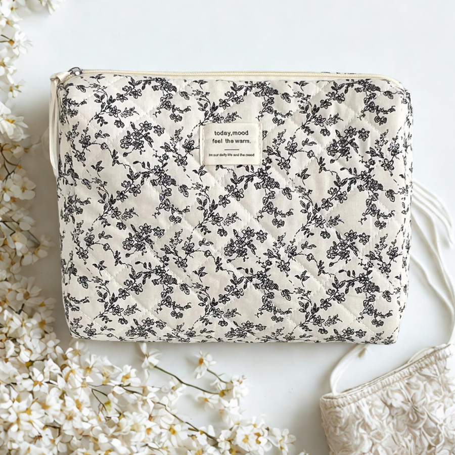 Trousse de maquillage moyen fleur noir