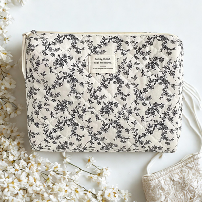 Trousse de maquillage moyen fleur noir