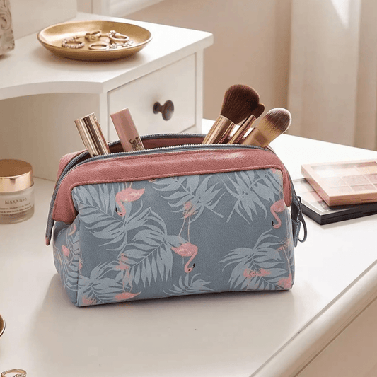 trousse de maquillage voyage motif flamant