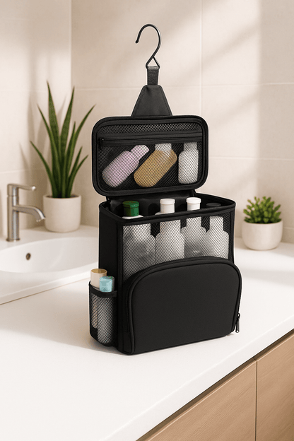 trousse de toilette à suspendre avec crochet noir