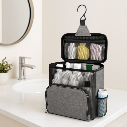 trousse de toilette à suspendre avec crochet et maille 