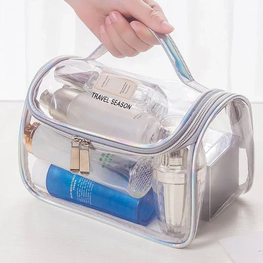 Trousse de toilette avion transparent contout gris