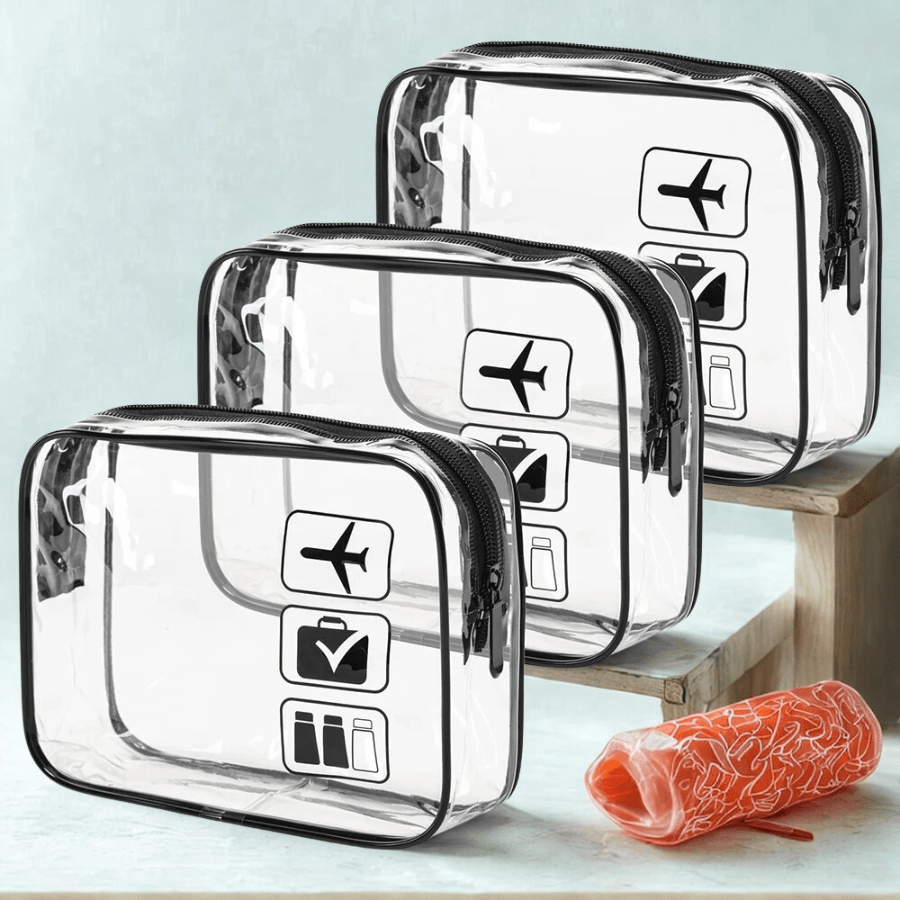 avion trousse transparent noir trio