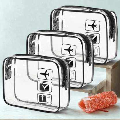 avion trousse transparent noir trio