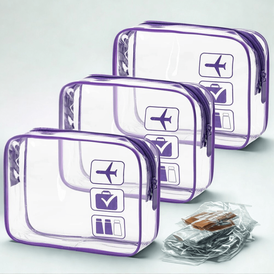 avion trousse de toilette   trois trousses violet