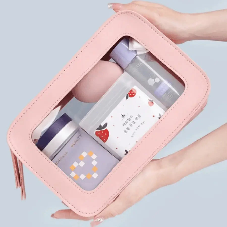 trousse de toilette femme cuir rose
