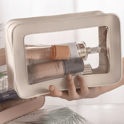 trousse de toilette cuir femme blanc crème