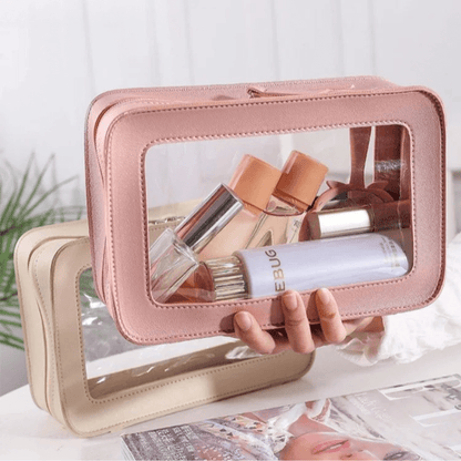 trousse de toilette cuir femme ose et blanche fenêtre pvc