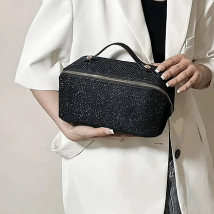 trousse de toilette de luxe femme noir paillette chic