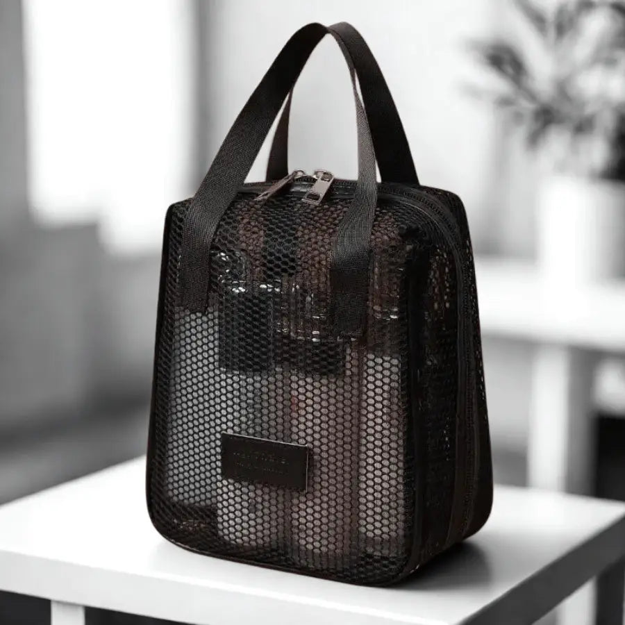 Trousse de toilette de voyage femme noir en maille
