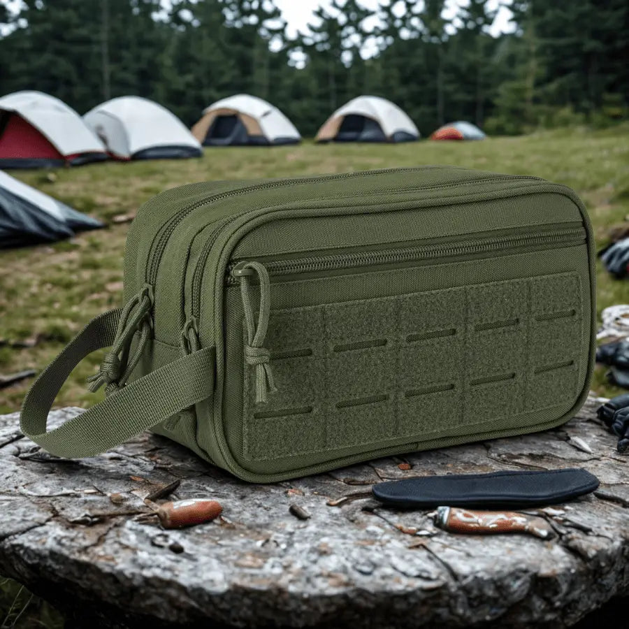 trousse de toilette vert aventure camping