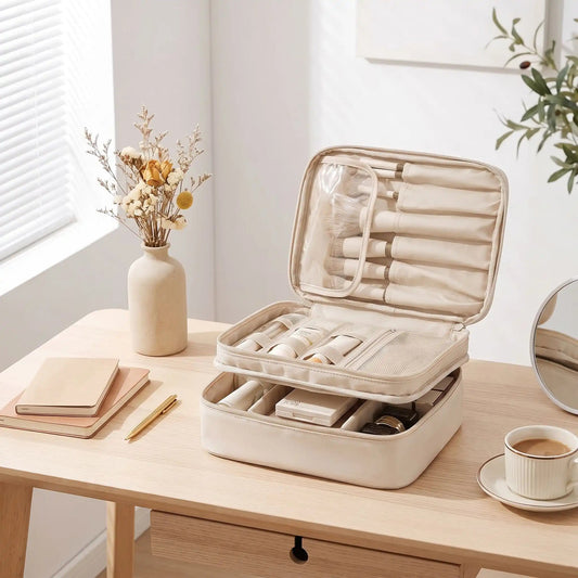 trousse de toilette de voyage beige