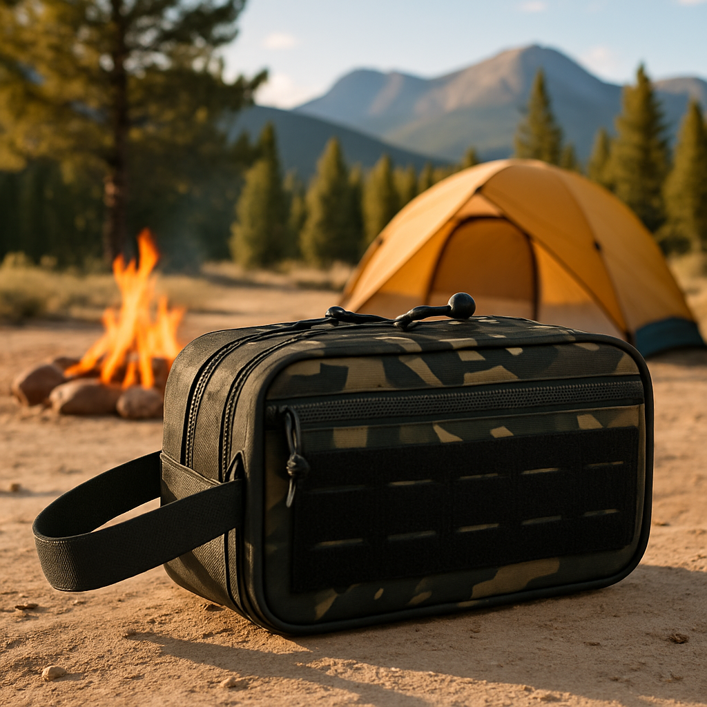 trousse de toilette vert armé aventure