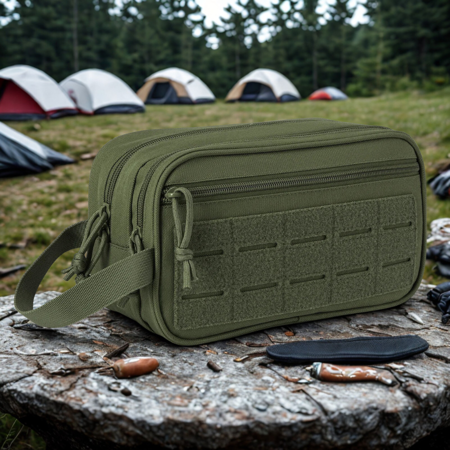 trousse de toilette vert aventure camping