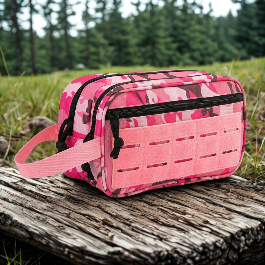 trousse de toilette rose armé de camping