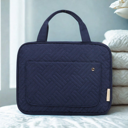 Trousse de toilette femme marine avec poignée