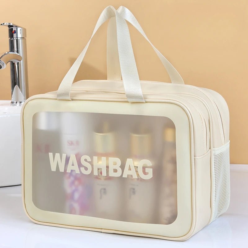Trousse de Toilette femme beige Séparateur sec et humide - La trousse Beauté