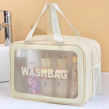 Trousse de Toilette femme beige Séparateur sec et humide - La trousse Beauté