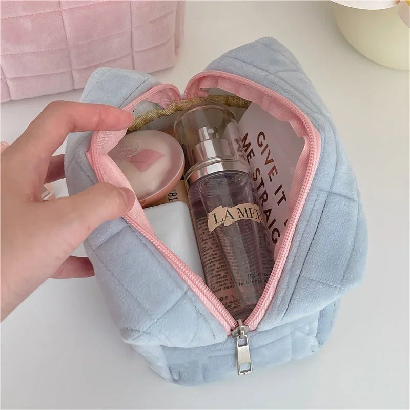 Trousse de Toilette pour femme bleue en velours 
