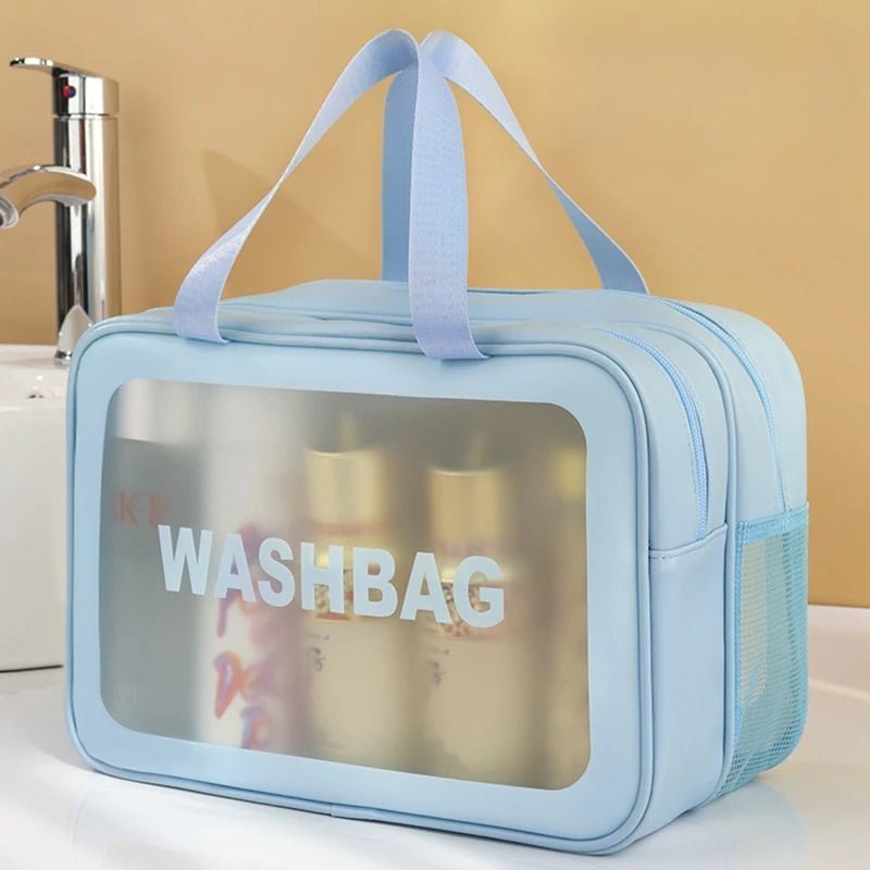 Trousse de Toilette femme bleu Séparateur sec et humide - La trousse Beauté
