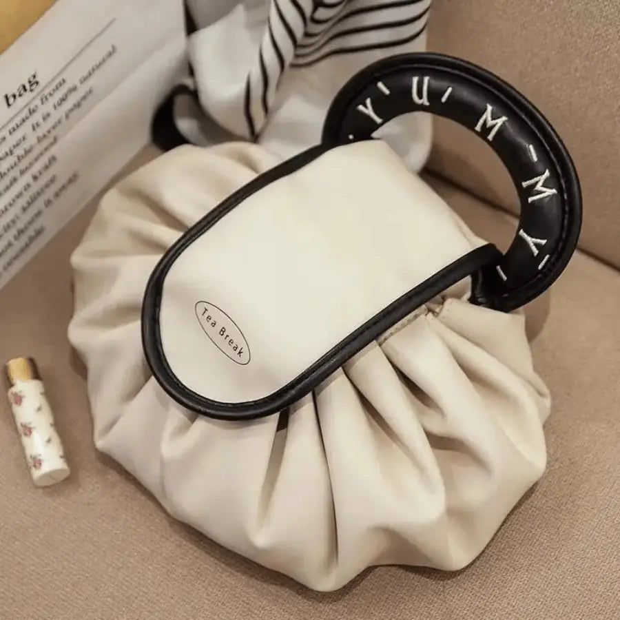 Trousse de toilette femme grand format blanc crème