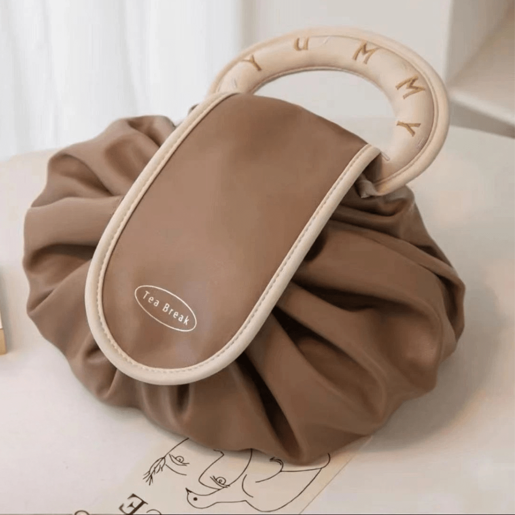 Trousse de toilette femme grand format marron