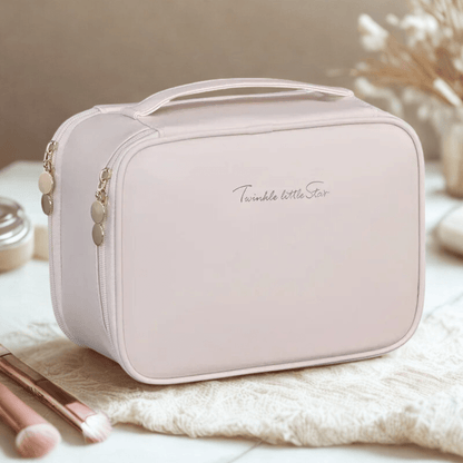 Trousse de toilette femme luxe  beige chic en cuir pu