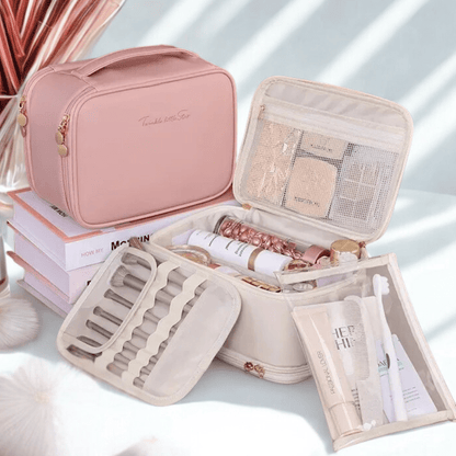 Trousse de toilette femme luxe avec pochette à pinceaux maquillage