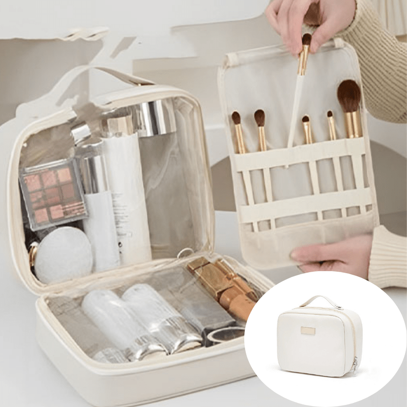 Trousse de Toilette femme  Multifonction blanche imperméable compartiment transparent- La trousse Beauté