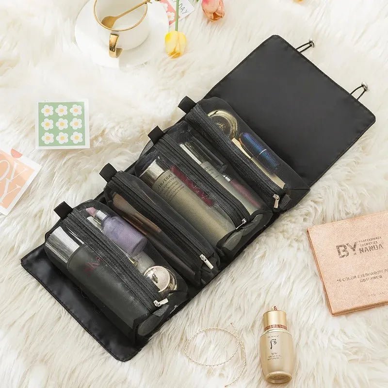 Trousse de toilette femme noir en nylon transparent détachable