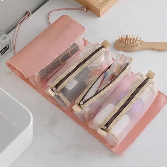 Trousse de toilette femme Pochettes détachables rose transparent - La trousse Beauté