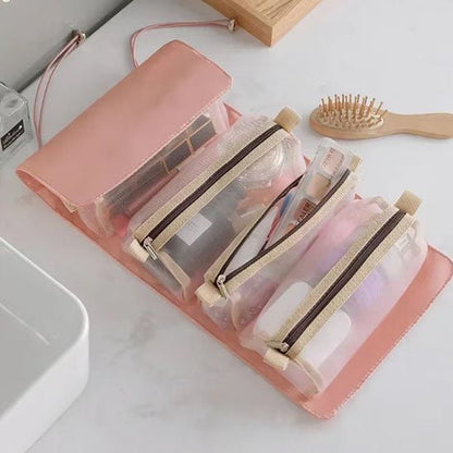 Trousse de toilette femme Pochettes détachables rose transparent - La trousse Beauté