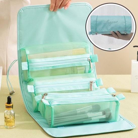 Trousse de toilette femme Pochettes détachables verte transparente-La trousse Beauté