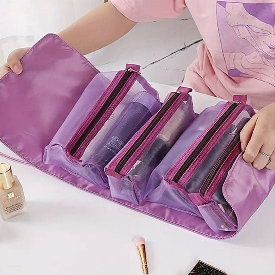 Trousse de toilette femme Pochettes détachables violette transparentes - La trousse Beauté