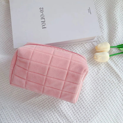 Trousse de Toilette femme rose en velours