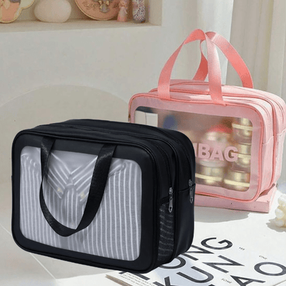 Trousse de Toilette femme noir-rose Séparateur sec et humide - La trousse Beauté