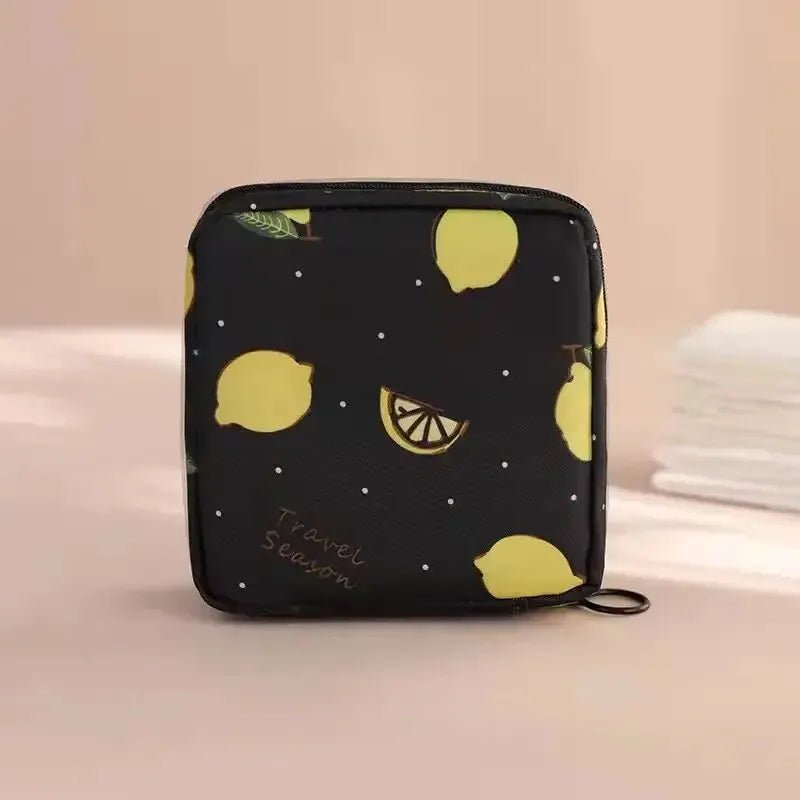 Trousse de toilette pour femme noir citron Serviettes hygiéniques - La trousse Beauté