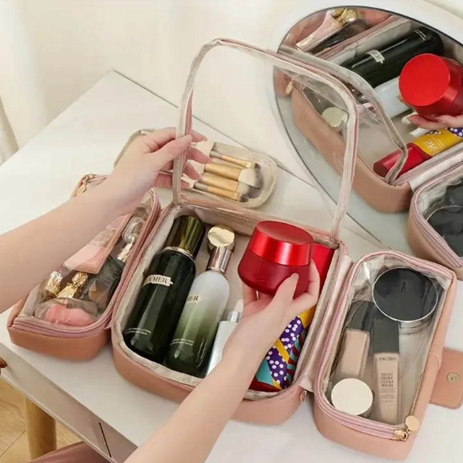 Trousse de toilette femme tendance compartiment avec plastique en pvc fermeture éclair