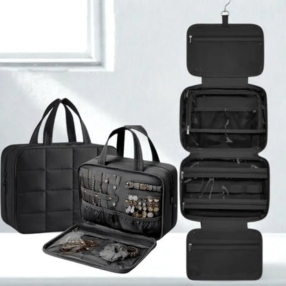 Trousse de toilette femme voyage Avec organisateur à bijoux noir 