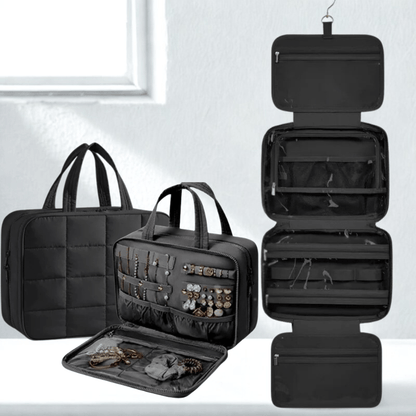 Trousse de toilette femme voyage Avec organisateur à bijoux noir 