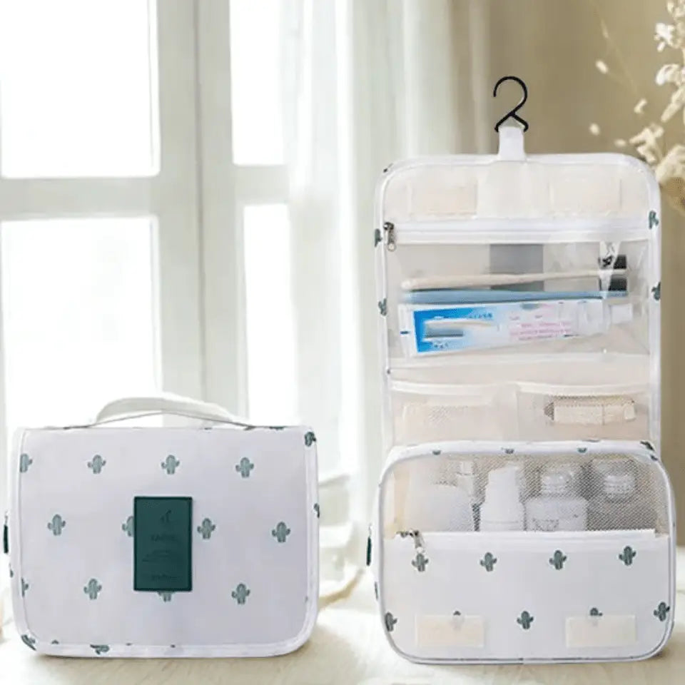 Trousse de Toilette femme  voyage  cactus blanche- La trousse Beauté