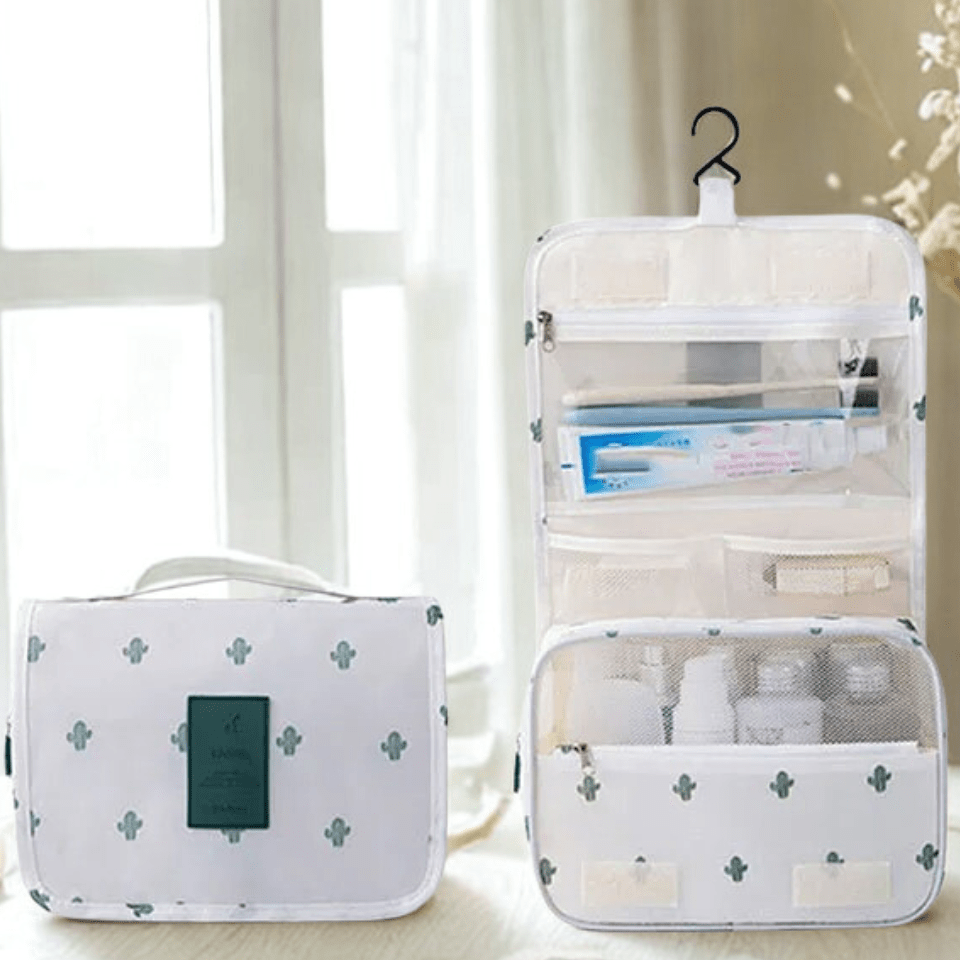 Trousse de Toilette femme  voyage  cactus blanche- La trousse Beauté