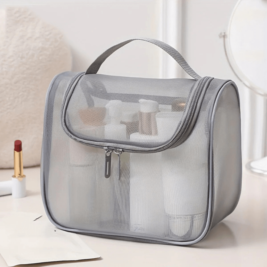 Trousse de toilette grande maille gris