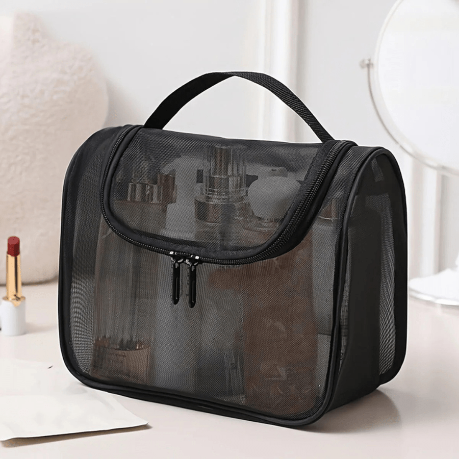 trousse de toilette grande maille noir